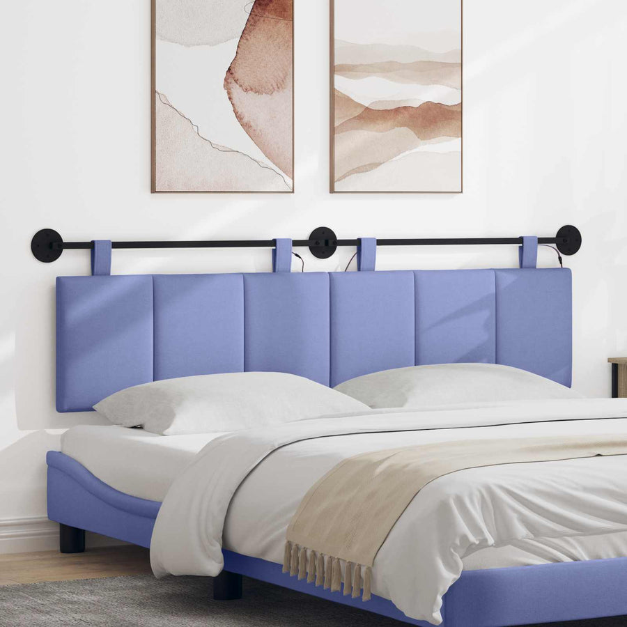 Hangend hoofdbord Met LED-verlichting Jeans Blauw Stof