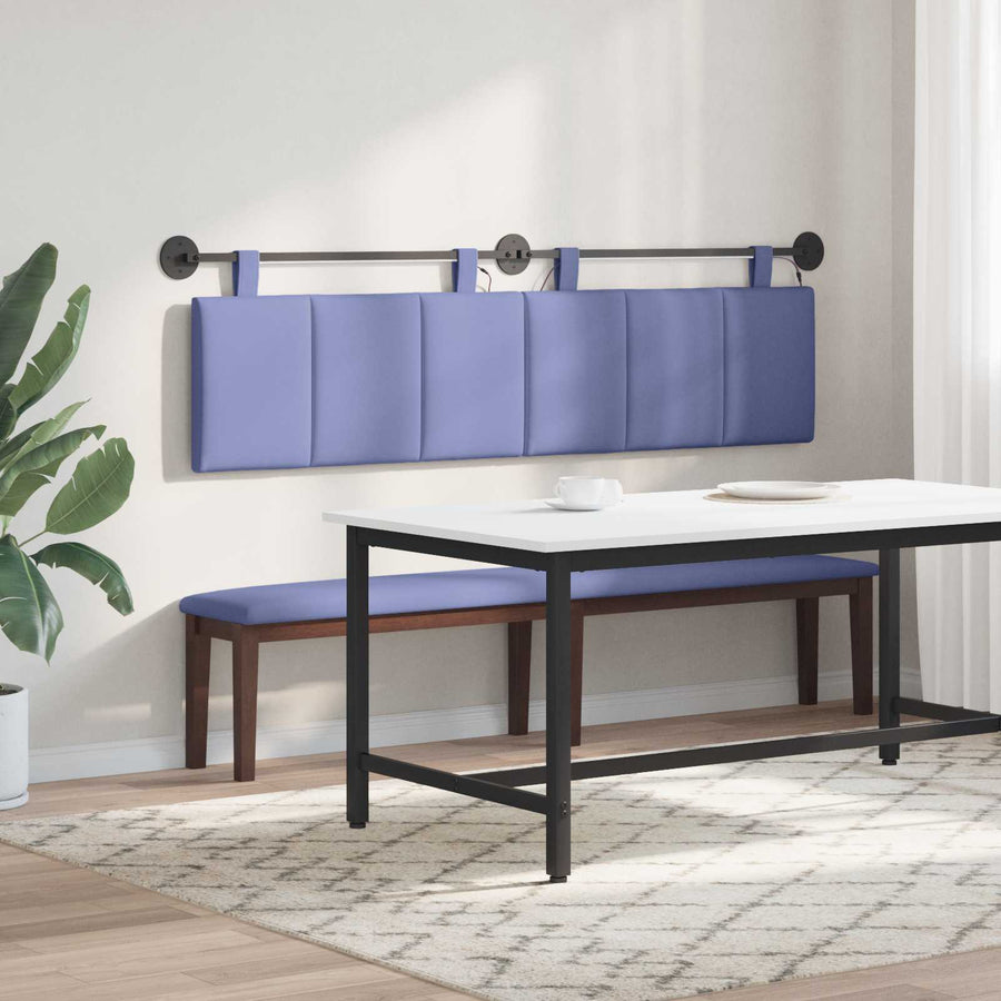 Hangend hoofdbord Met LED-verlichting Jeans Blauw Stof
