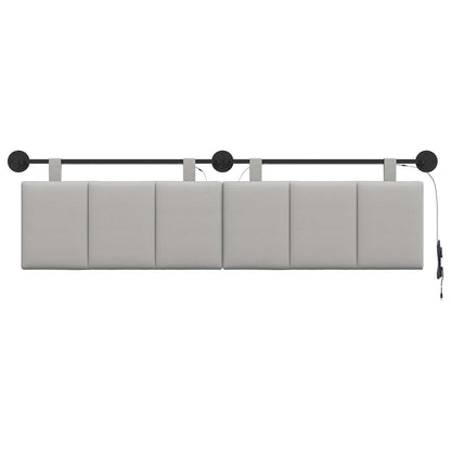 Hangend hoofdbord Met LED-verlichting Wolkengrijs Stof
