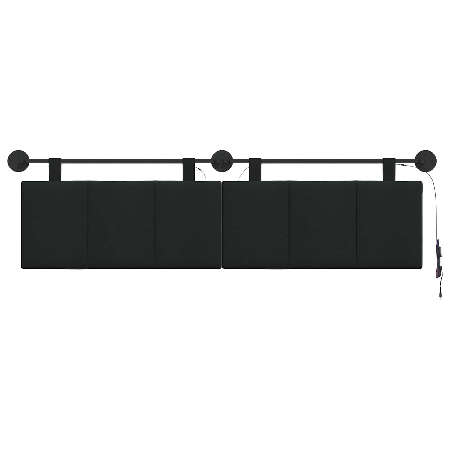 Hangend hoofdbord Met LED-verlichting Zwart Stof