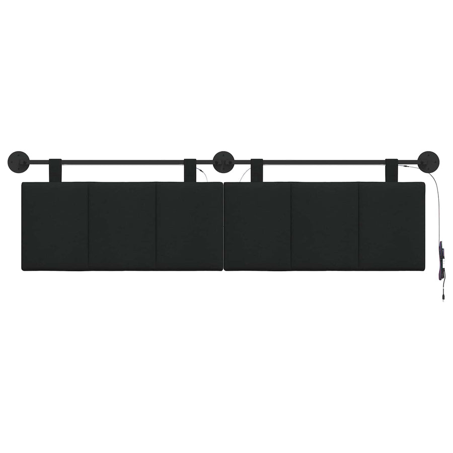Hangend hoofdbord Met LED-verlichting Zwart Stof