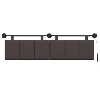 Hangend hoofdbord Met LED-verlichting Donkerbruin Stof