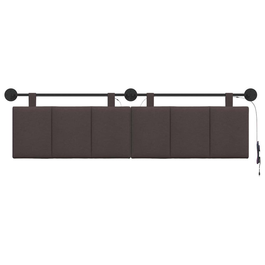 Hangend hoofdbord Met LED-verlichting Donkerbruin Stof