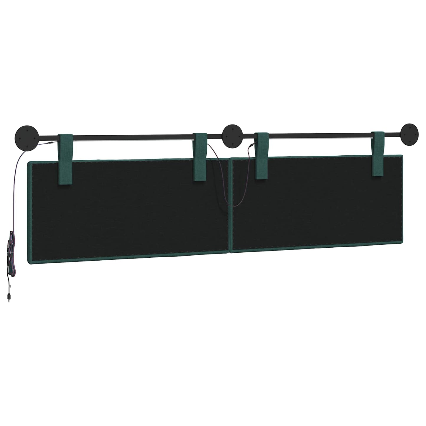 Hangend hoofdbord Met LED-verlichting Donkergroen Stof