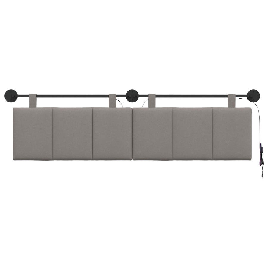 Hangend hoofdbord Met LED-verlichting Taupe Stof