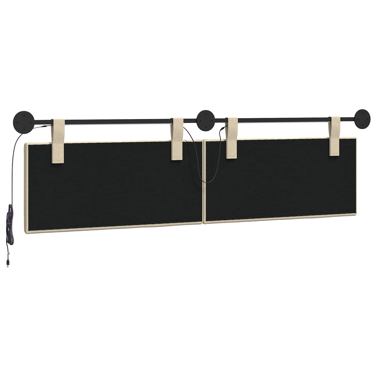 Hangend hoofdbord Met LED-verlichting Crèmekleurig Stof