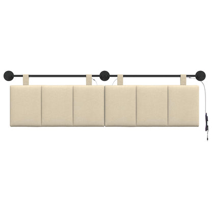 Hangend hoofdbord Met LED-verlichting Crèmekleurig Stof
