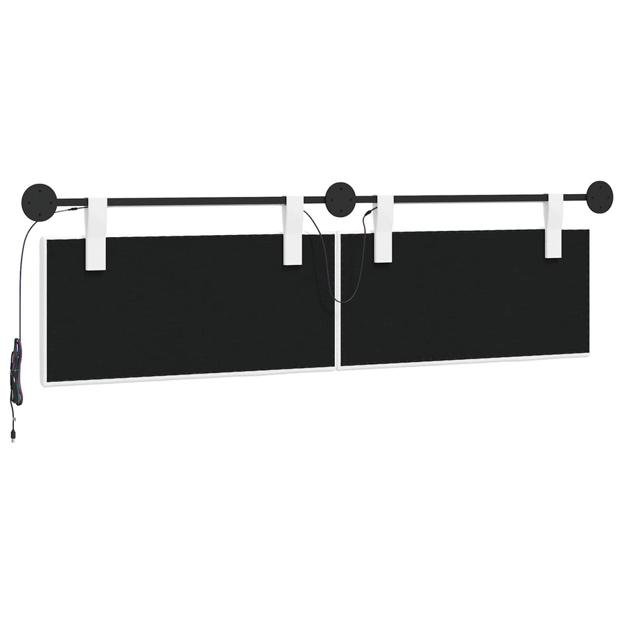 Hangend hoofdbord Met LED-verlichting Wit Stof