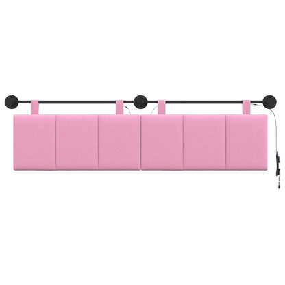 Hangend hoofdbord Met LED-verlichting Roze Stof