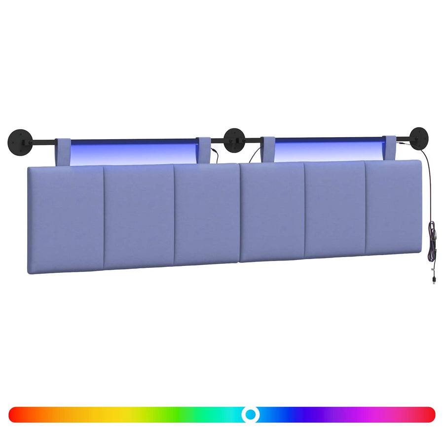 Hangend hoofdbord Met LED-verlichting Jeans Blauw Stof
