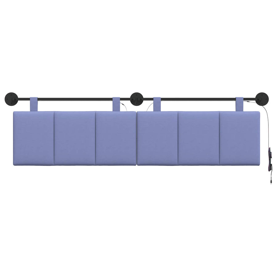 Hangend hoofdbord Met LED-verlichting Jeans Blauw Stof