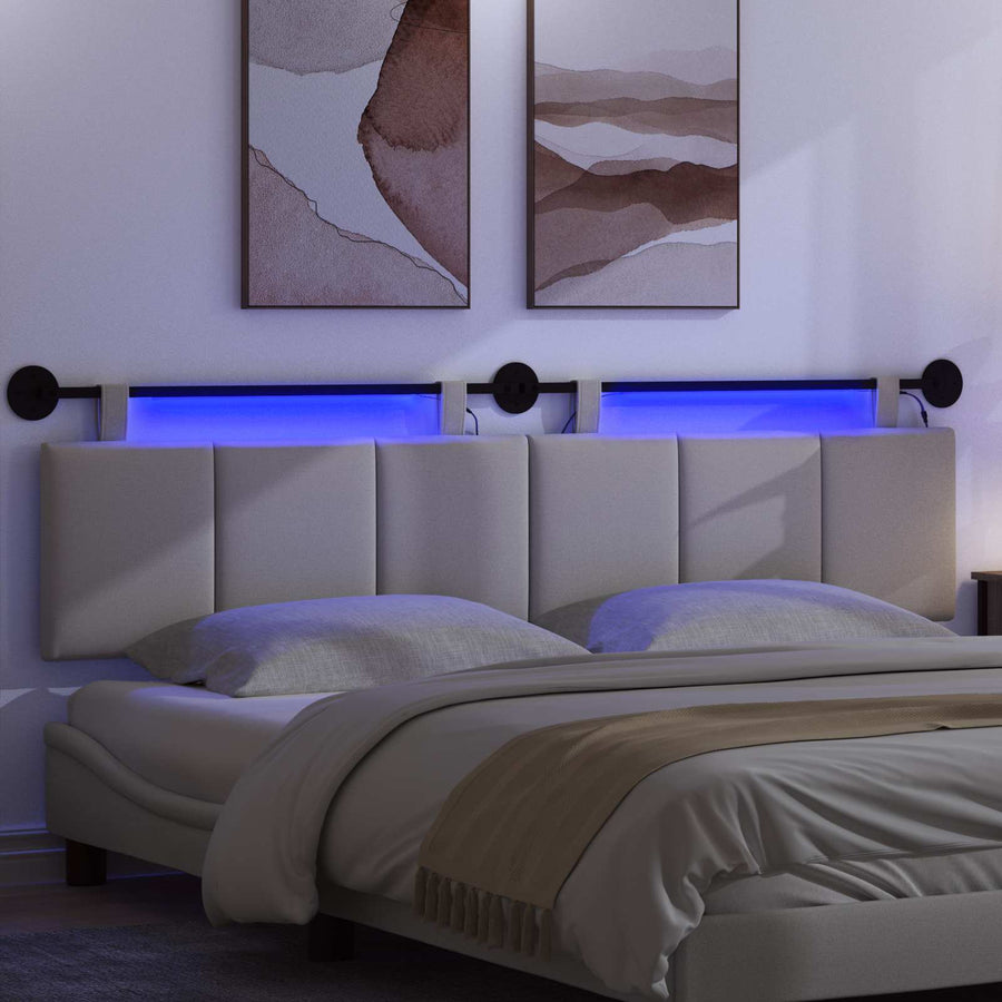 Hangend hoofdbord Met LED-verlichting Wolkengrijs Stof