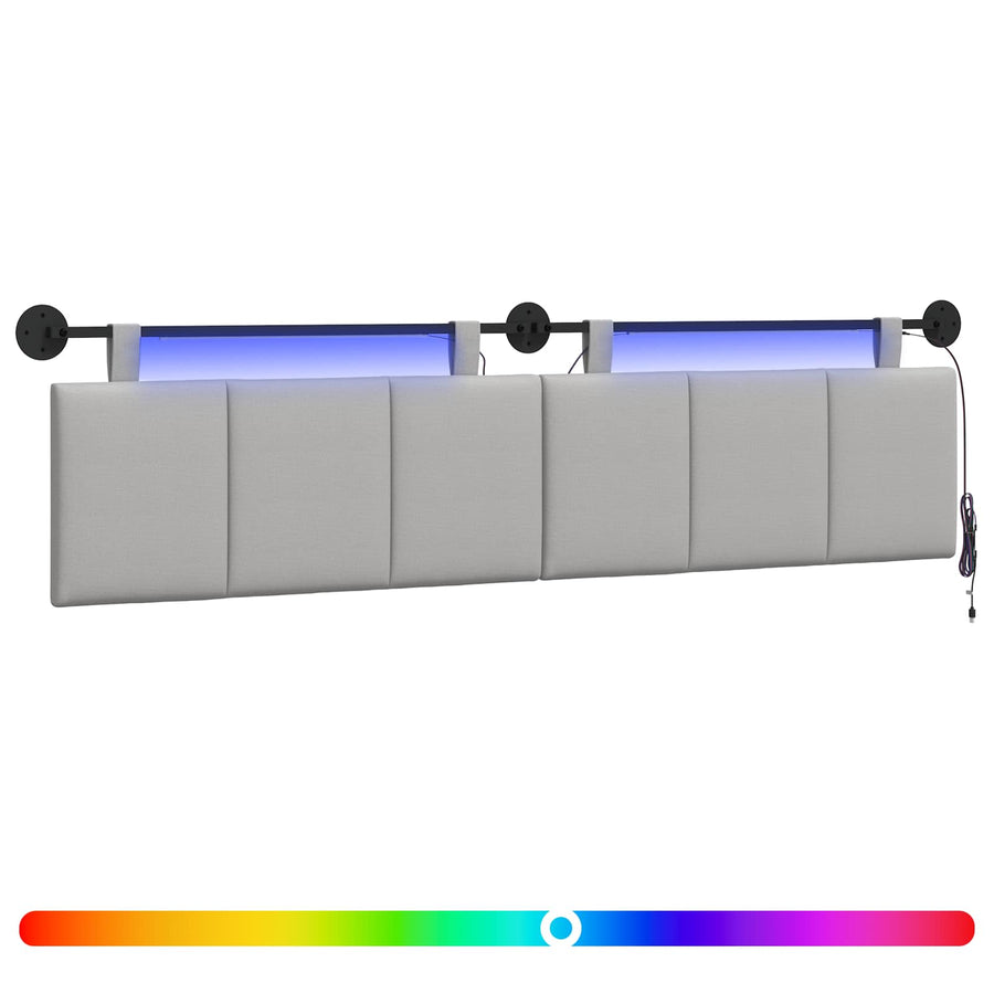 Hangend hoofdbord Met LED-verlichting Wolkengrijs Stof