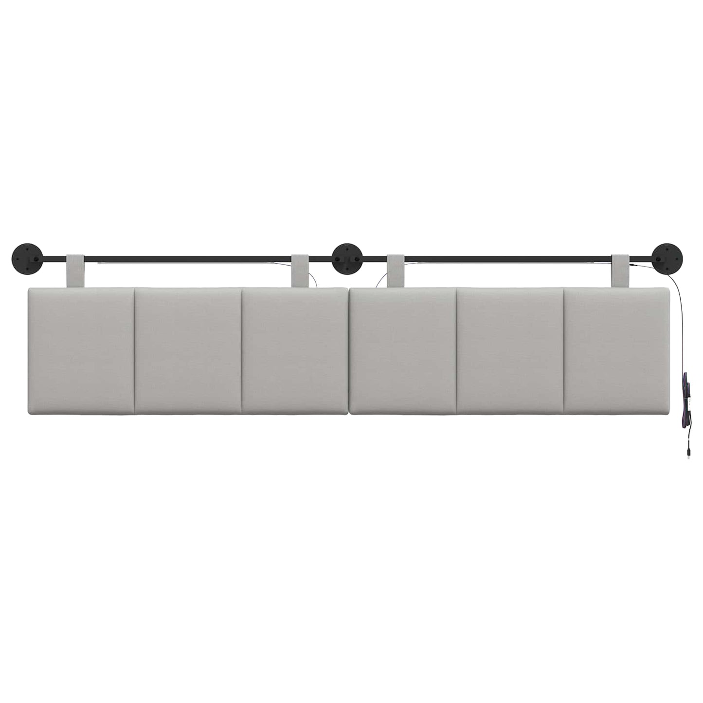 Hangend hoofdbord Met LED-verlichting Wolkengrijs Stof