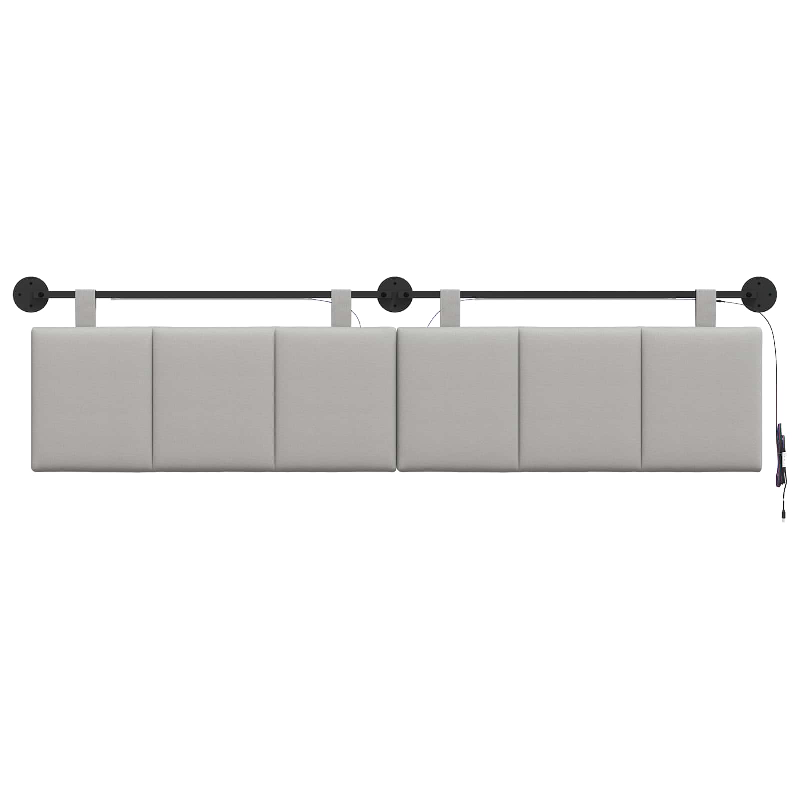 Hangend hoofdbord Met LED-verlichting Wolkengrijs Stof