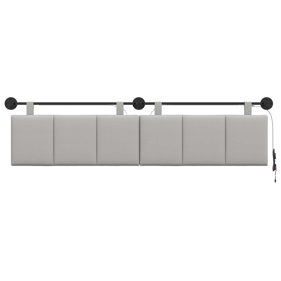 Hangend hoofdbord Met LED-verlichting Wolkengrijs Stof