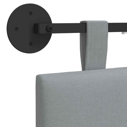 Hangend hoofdbord Met LED-verlichting Lichtgrijs Stof