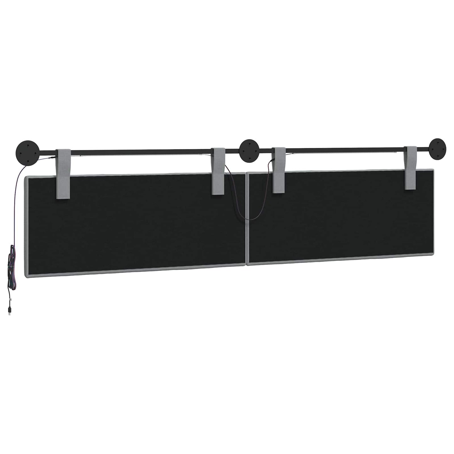 Hangend hoofdbord Met LED-verlichting Lichtgrijs Stof