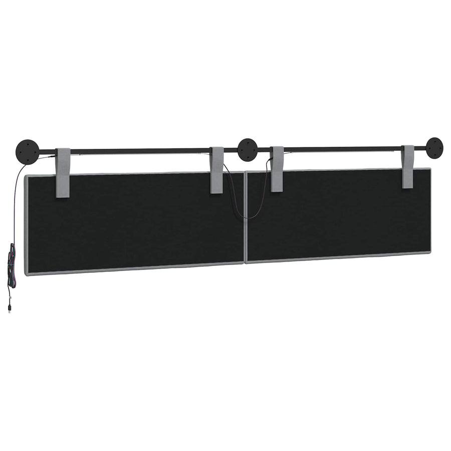 Hangend hoofdbord Met LED-verlichting Lichtgrijs Stof