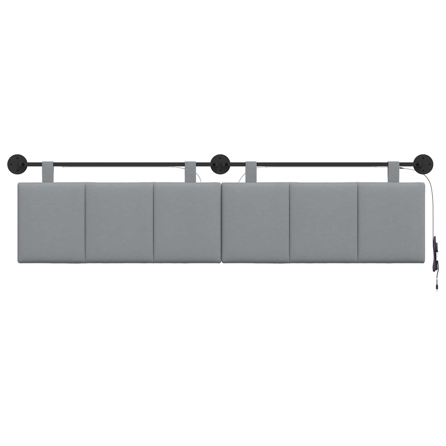 Hangend hoofdbord Met LED-verlichting Lichtgrijs Stof