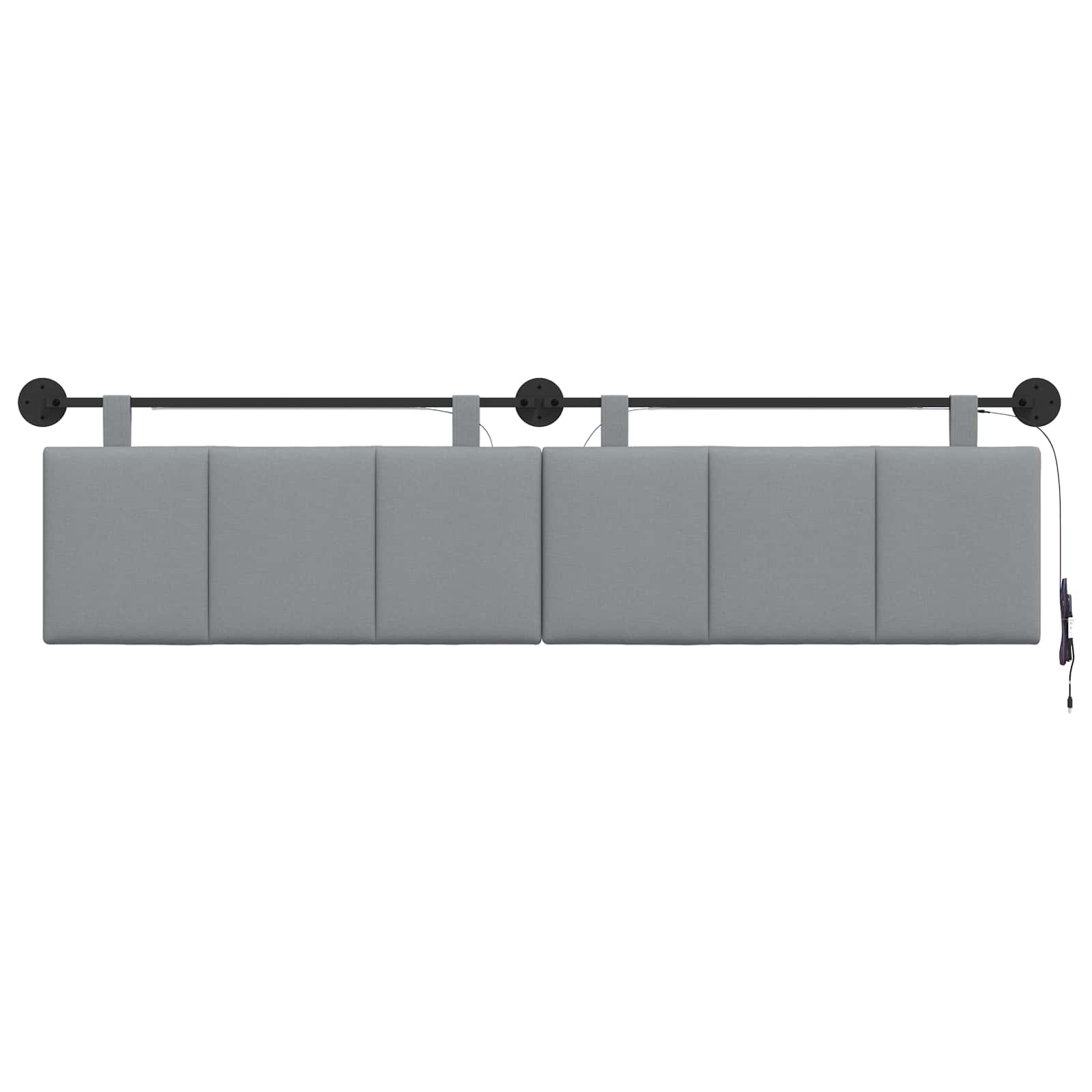 Hangend hoofdbord Met LED-verlichting Lichtgrijs Stof