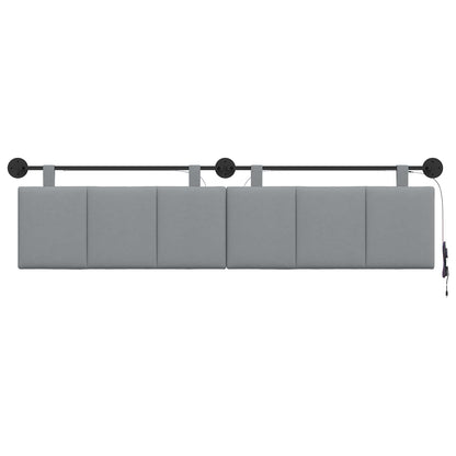 Hangend hoofdbord Met LED-verlichting Lichtgrijs Stof