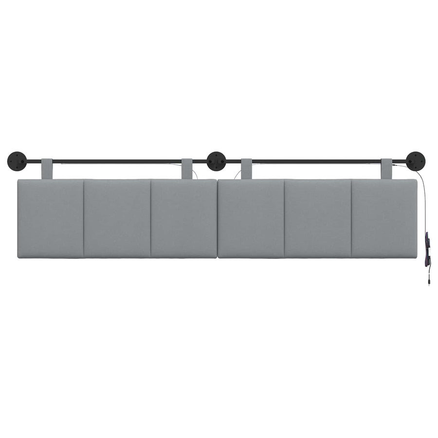 Hangend hoofdbord Met LED-verlichting Lichtgrijs Stof