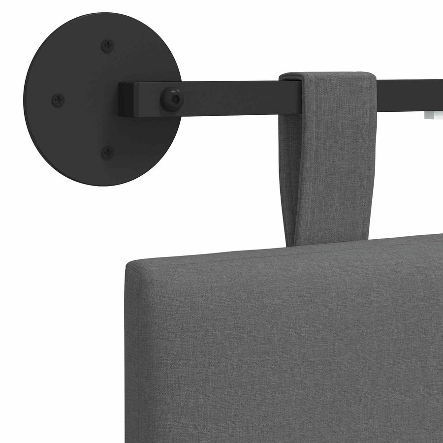 Hangend hoofdbord Met LED-verlichting Donkergrijs Stof