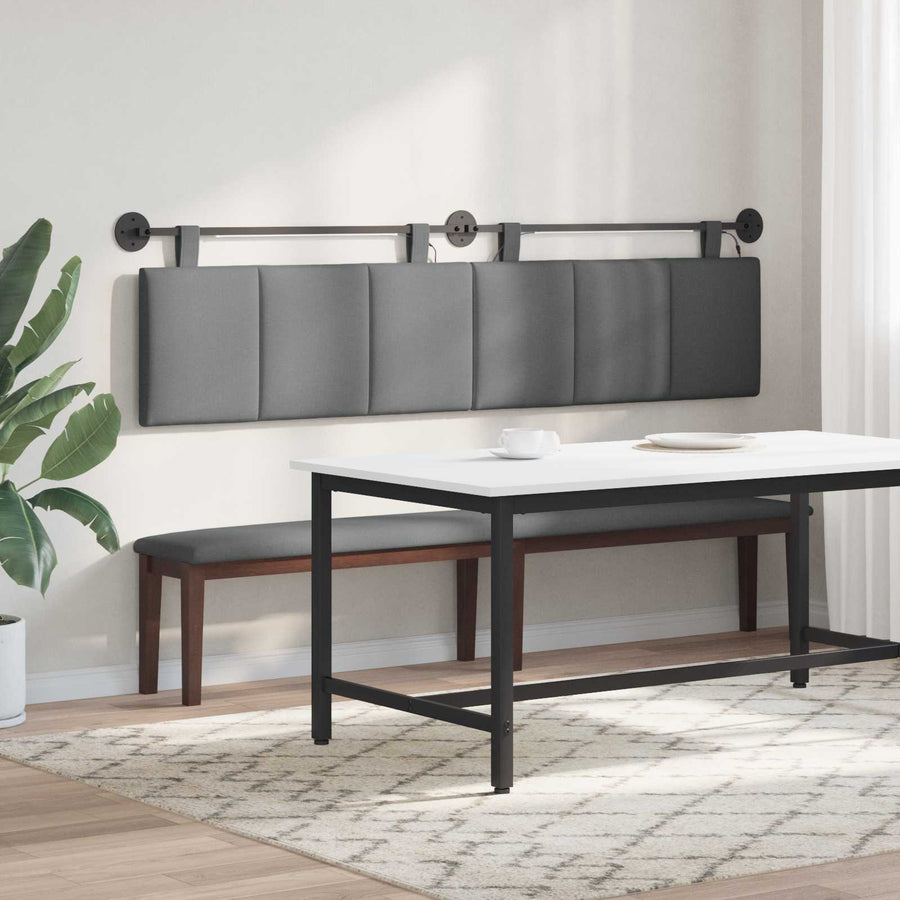 Hangend hoofdbord Met LED-verlichting Donkergrijs Stof