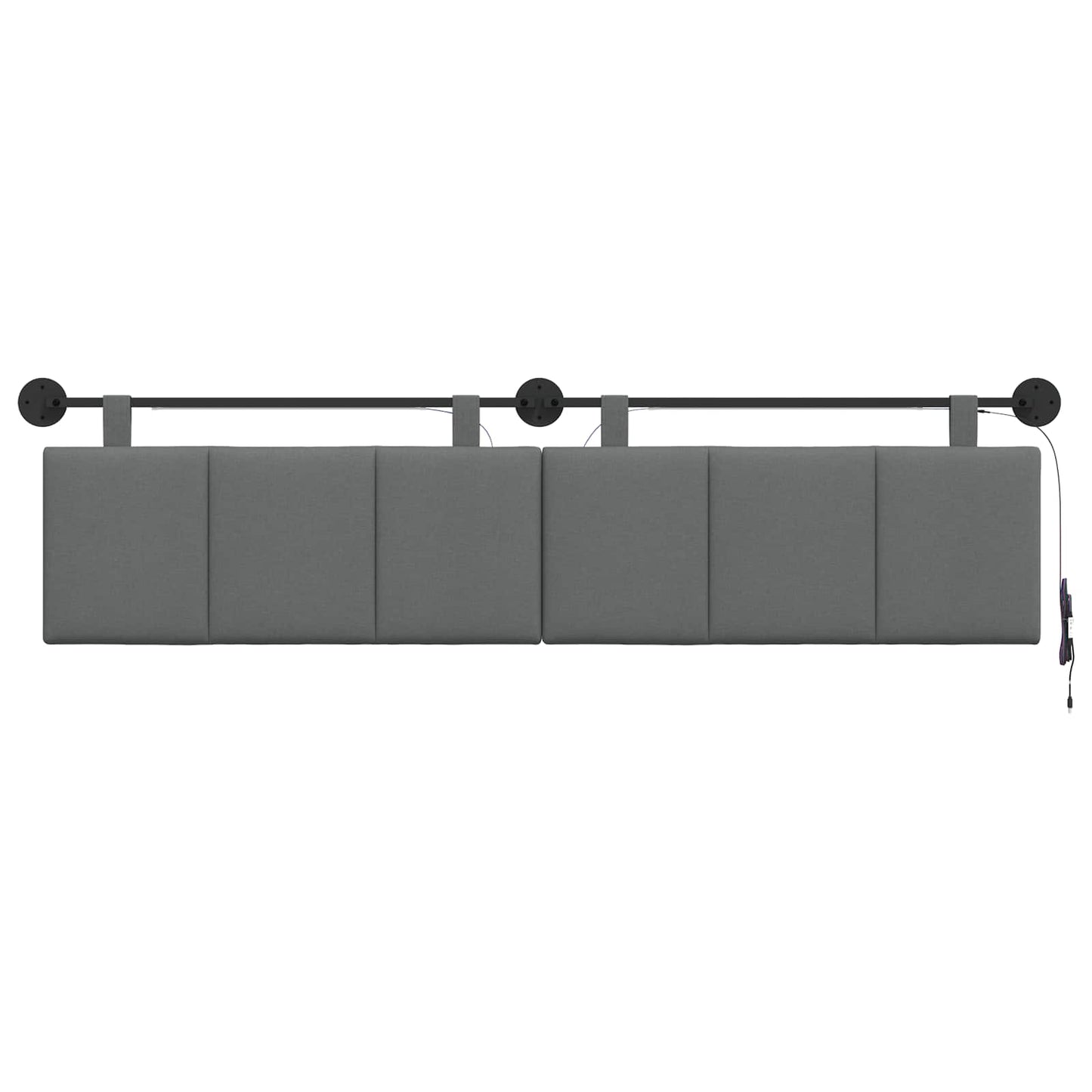 Hangend hoofdbord Met LED-verlichting Donkergrijs Stof