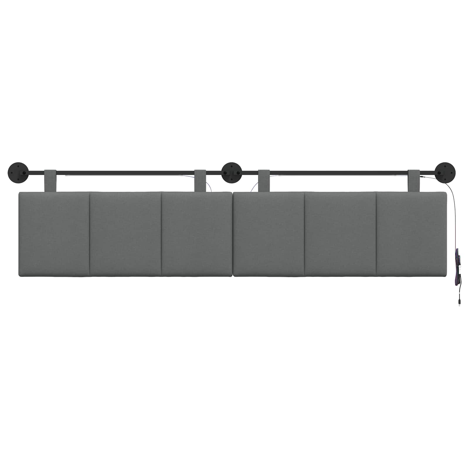 Hangend hoofdbord Met LED-verlichting Donkergrijs Stof