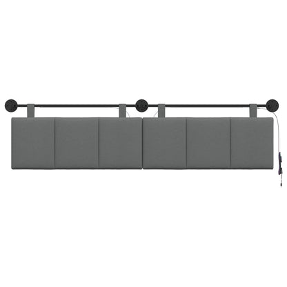 Hangend hoofdbord Met LED-verlichting Donkergrijs Stof