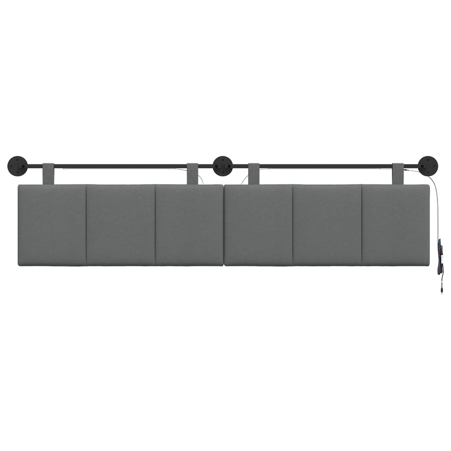 Hangend hoofdbord Met LED-verlichting Donkergrijs Stof