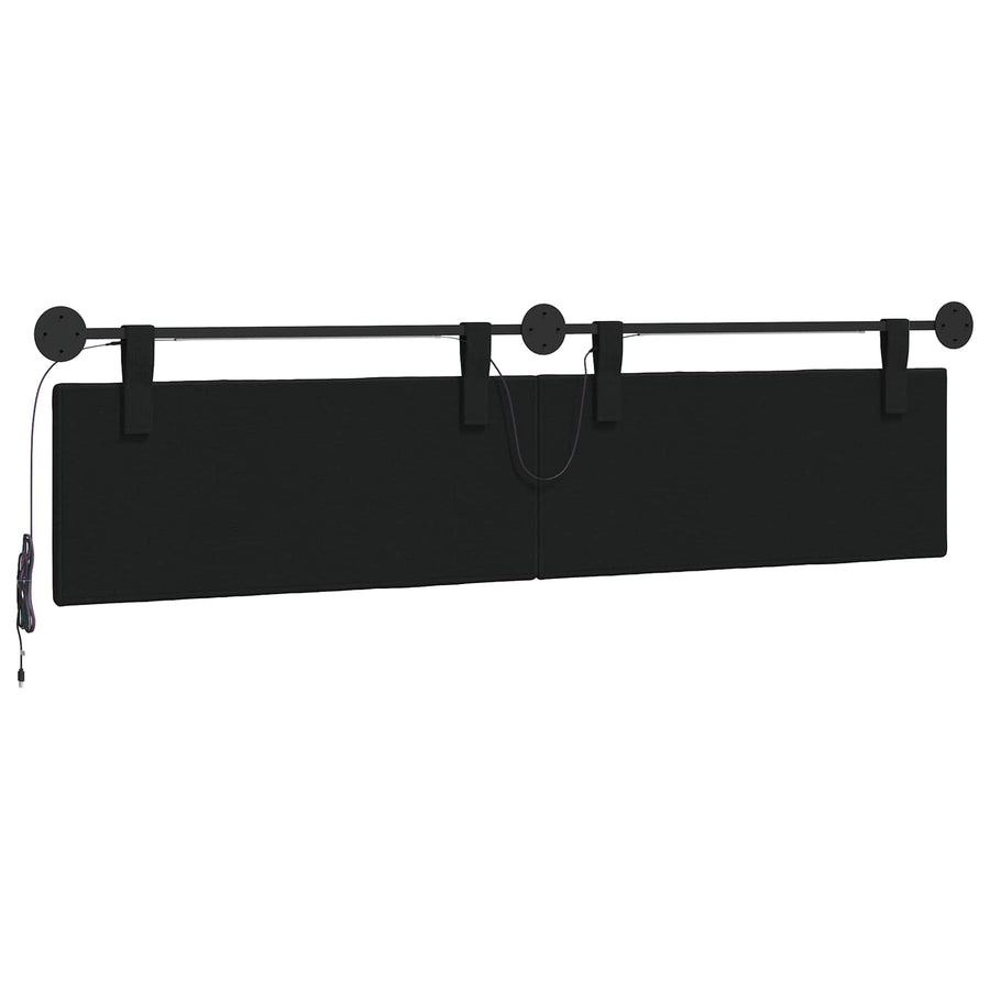 Hangend hoofdbord Met LED-verlichting Zwart Stof