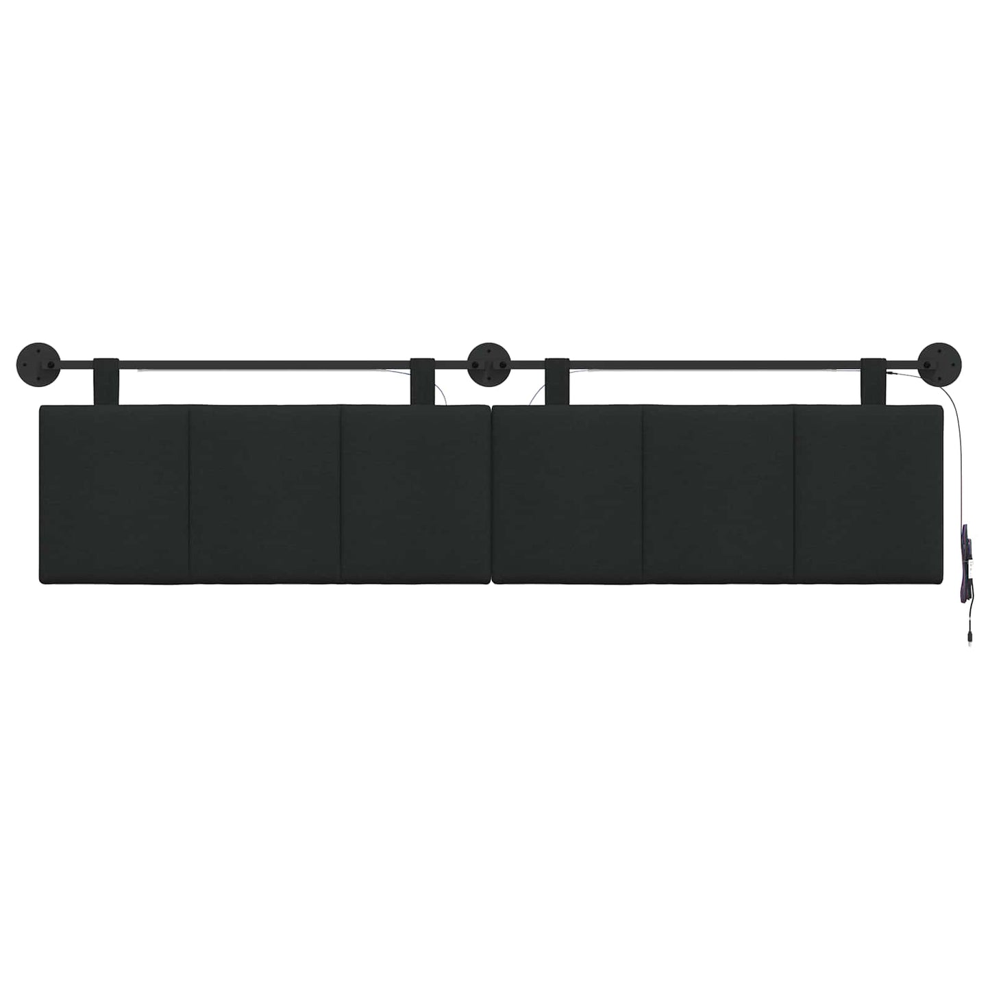 Hangend hoofdbord Met LED-verlichting Zwart Stof