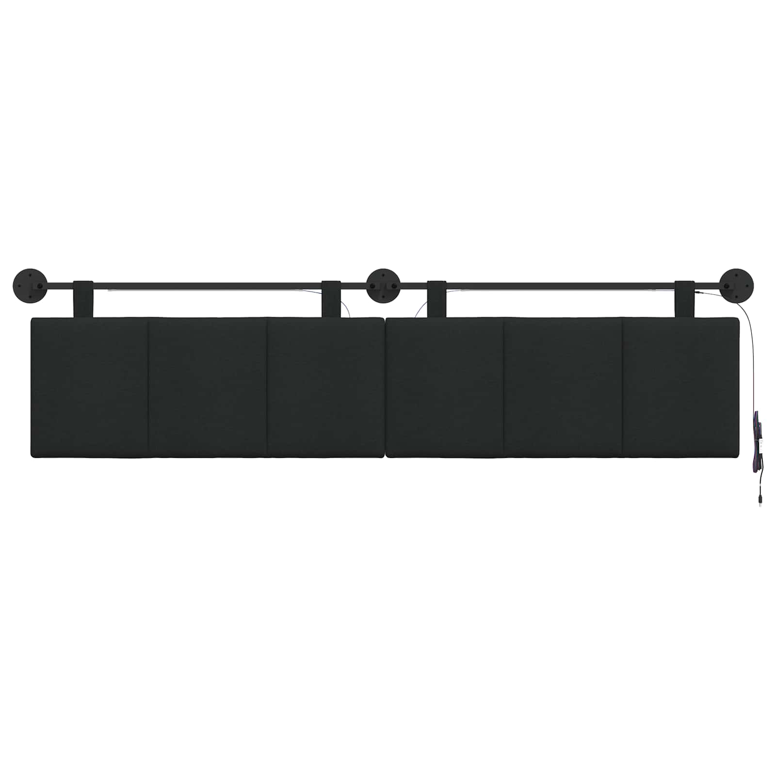 Hangend hoofdbord Met LED-verlichting Zwart Stof