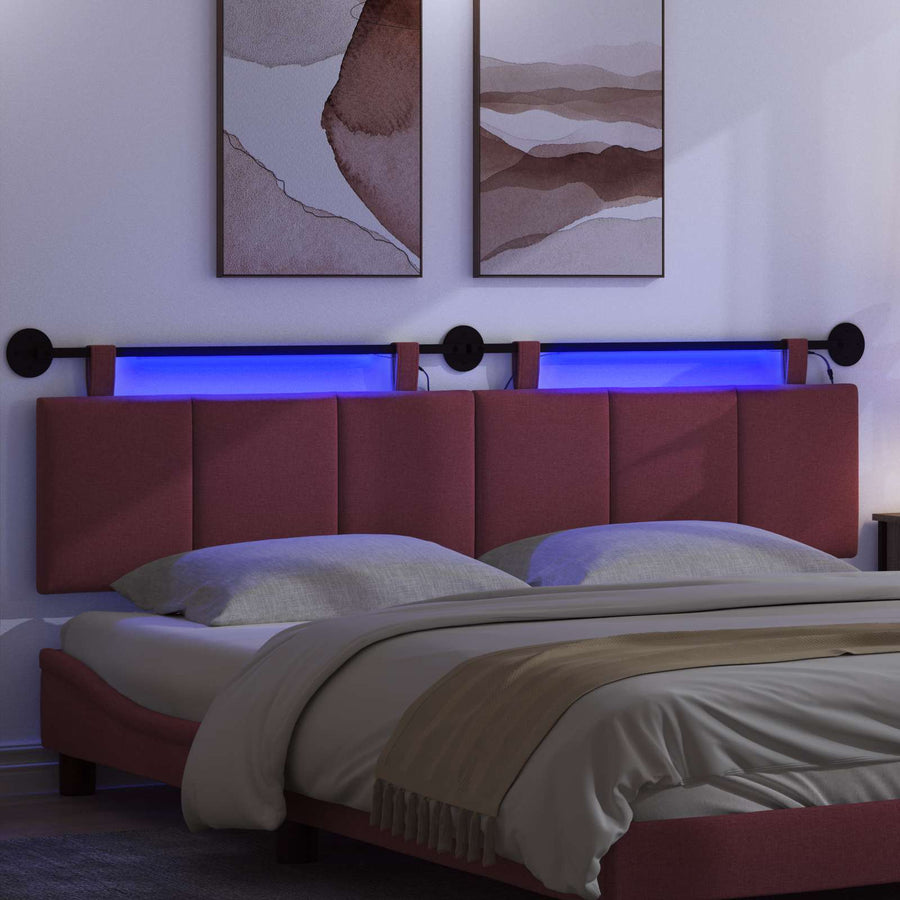 Hangend hoofdbord Met LED-verlichting Wijnrood Stof
