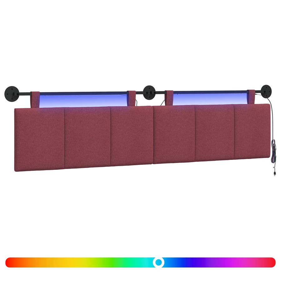 Hangend hoofdbord Met LED-verlichting Wijnrood Stof