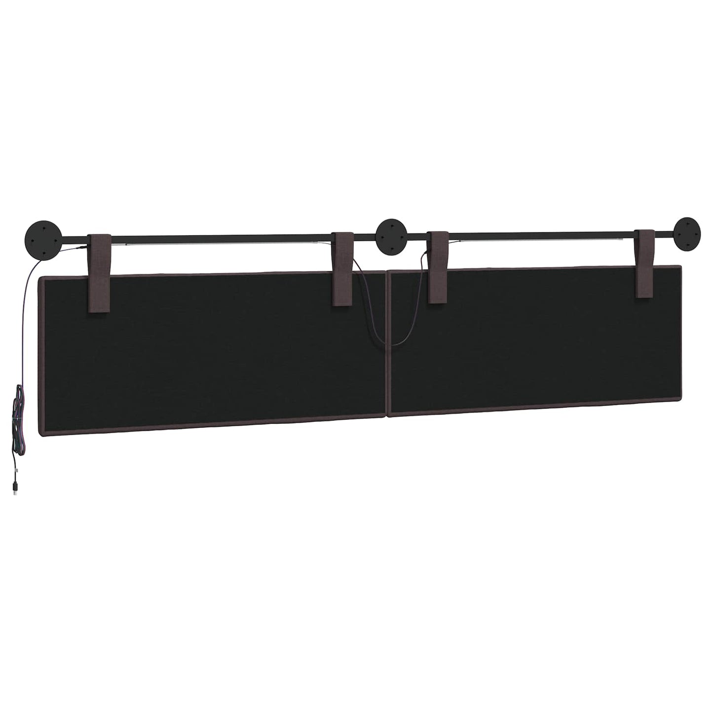 Hangend hoofdbord Met LED-verlichting Donkerbruin Stof
