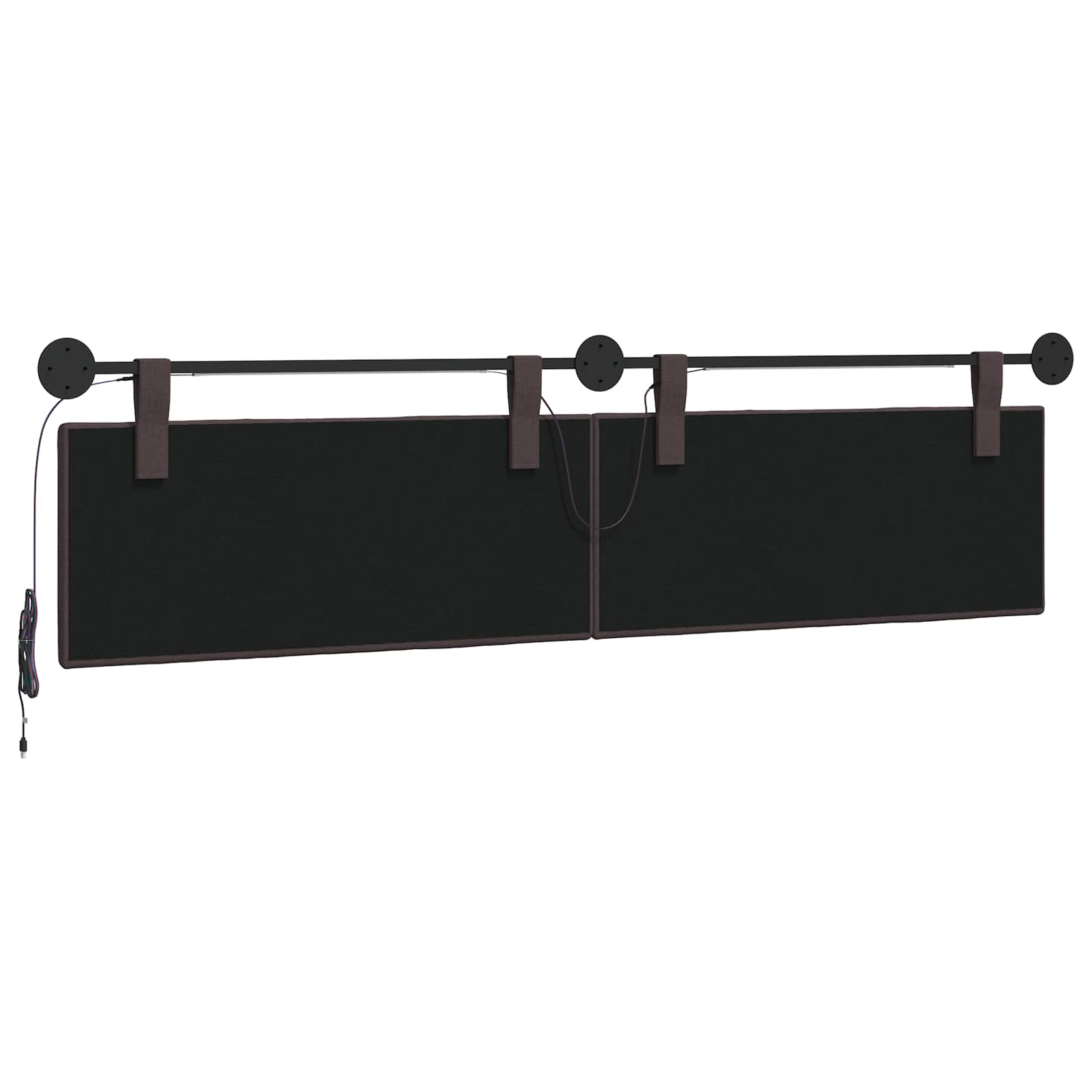 Hangend hoofdbord Met LED-verlichting Donkerbruin Stof
