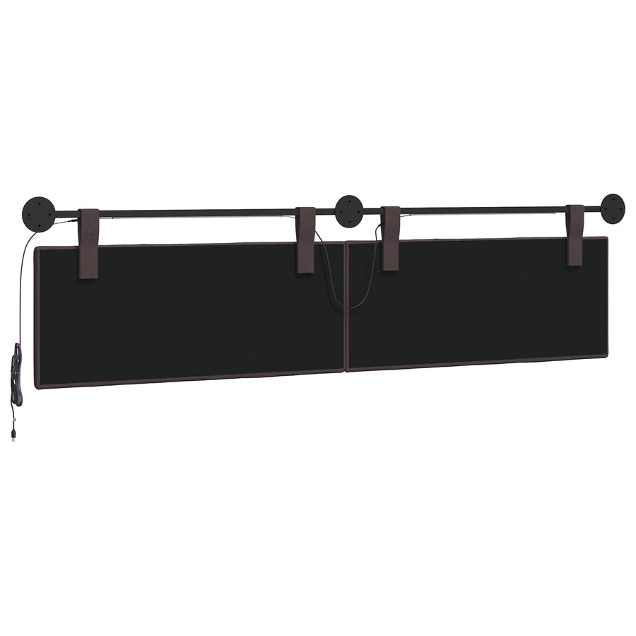 Hangend hoofdbord Met LED-verlichting Donkerbruin Stof