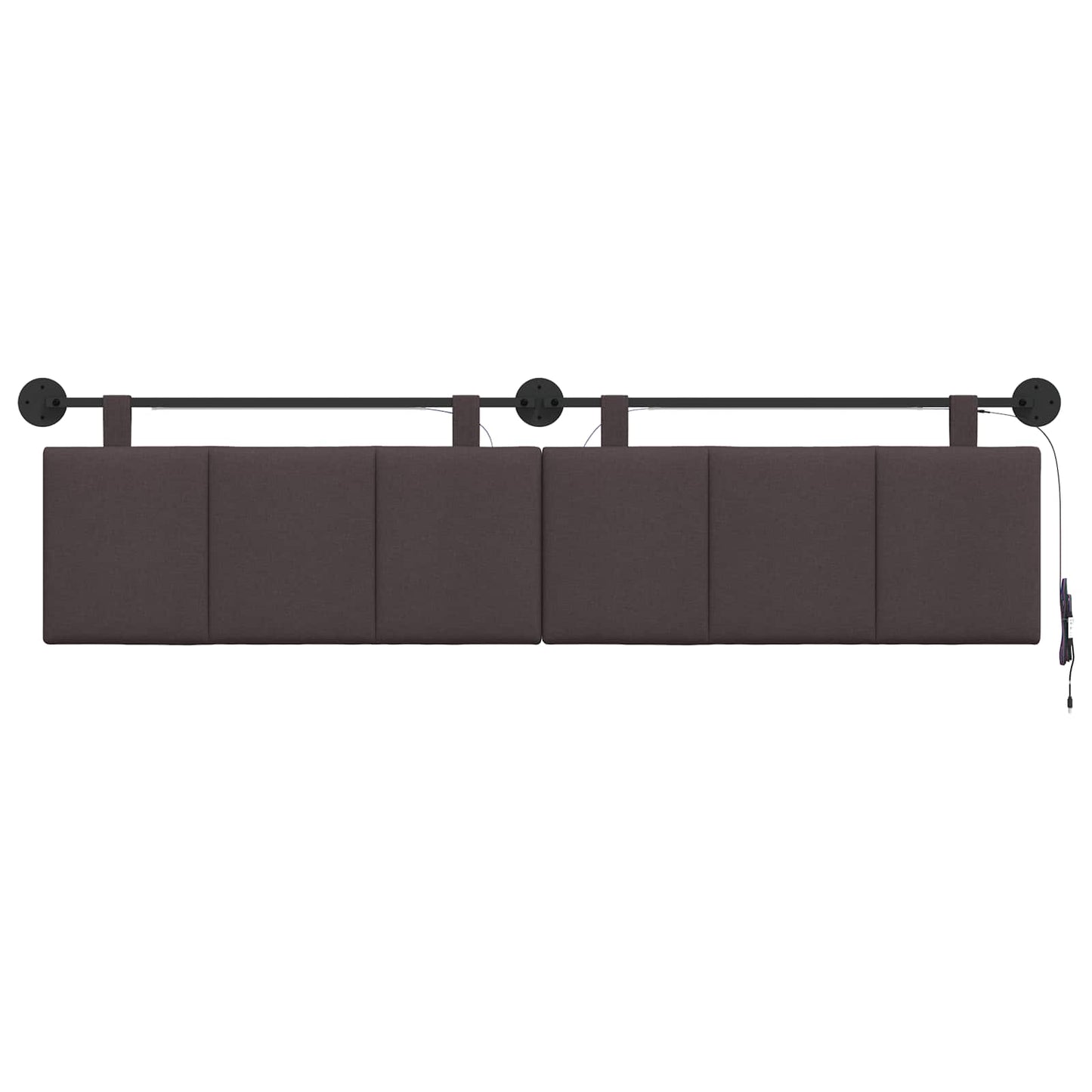 Hangend hoofdbord Met LED-verlichting Donkerbruin Stof