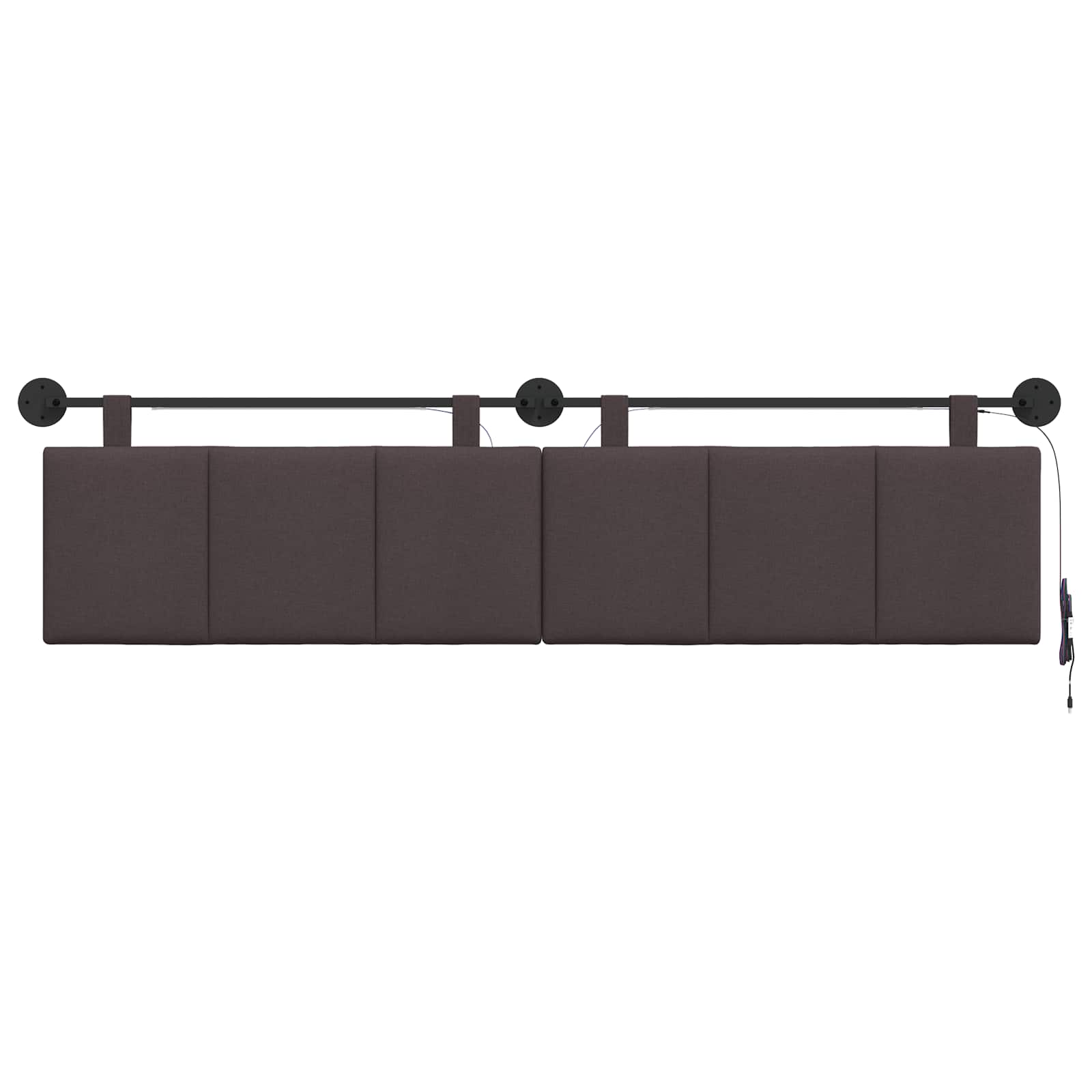 Hangend hoofdbord Met LED-verlichting Donkerbruin Stof
