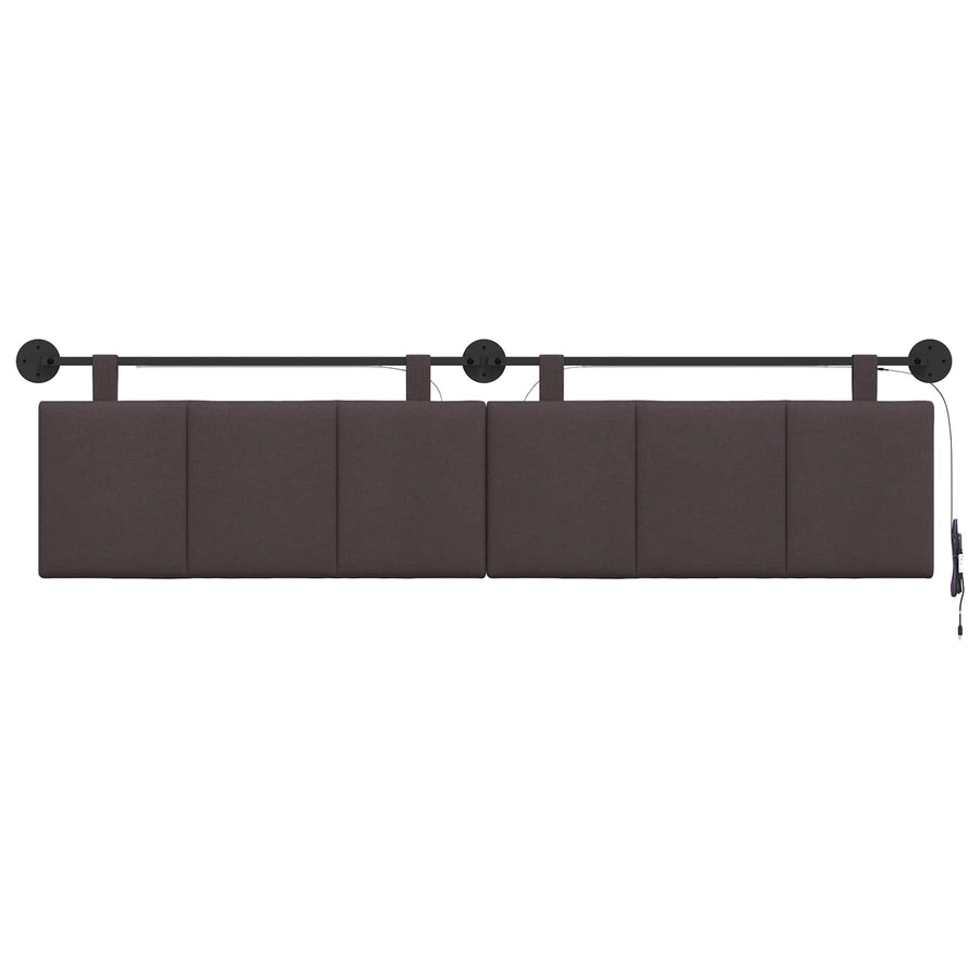 Hangend hoofdbord Met LED-verlichting Donkerbruin Stof