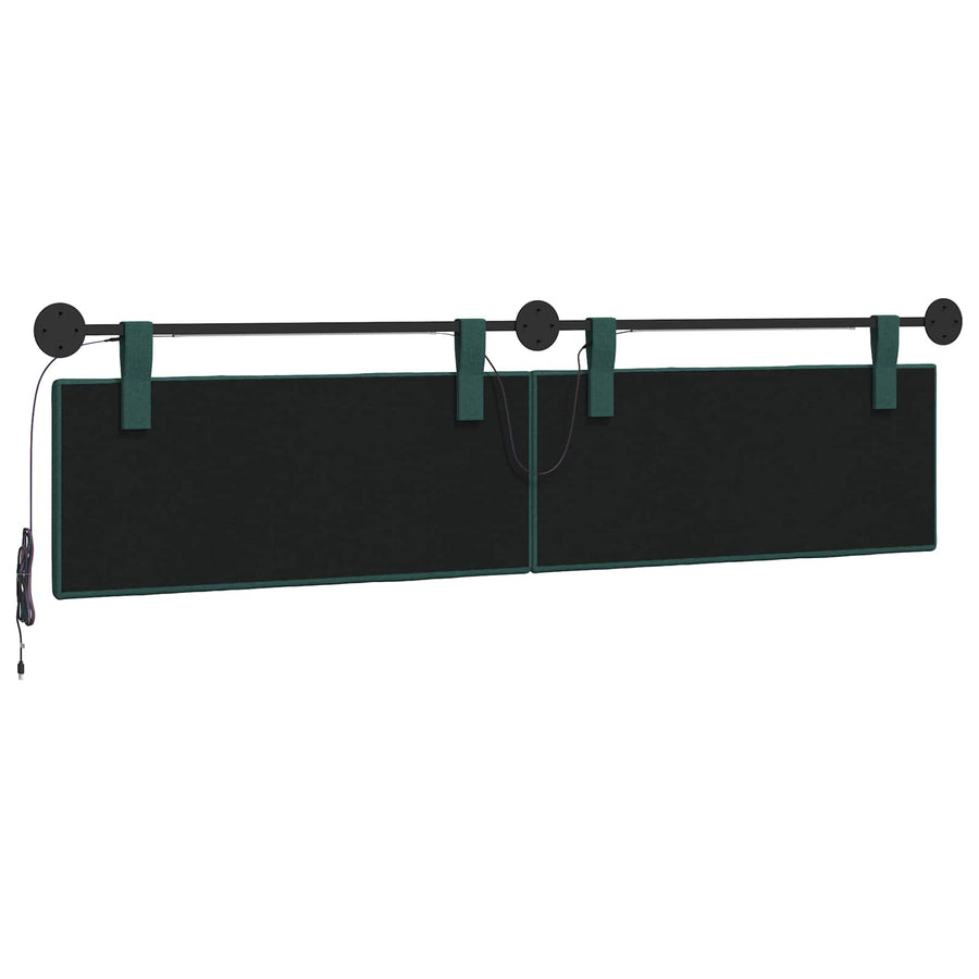 Hangend hoofdbord Met LED-verlichting Donkergroen Stof