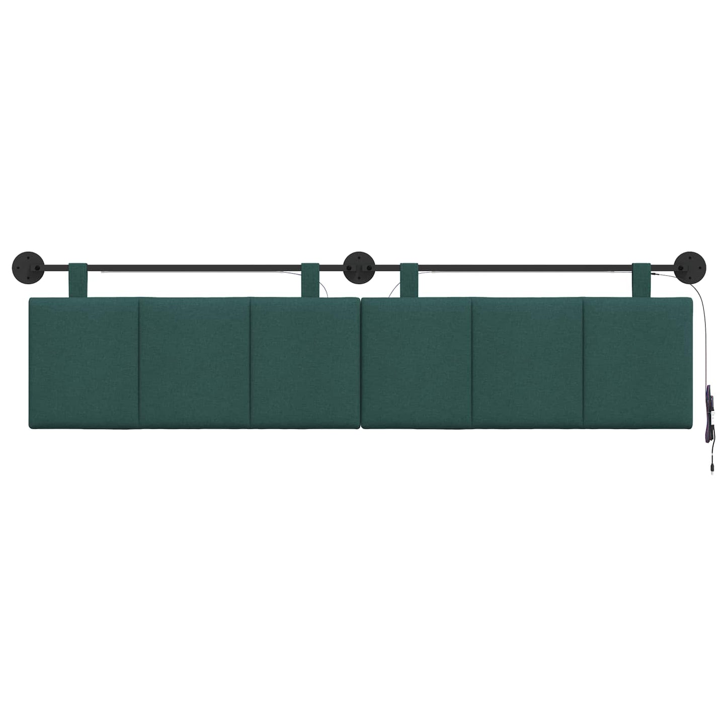 Hangend hoofdbord Met LED-verlichting Donkergroen Stof