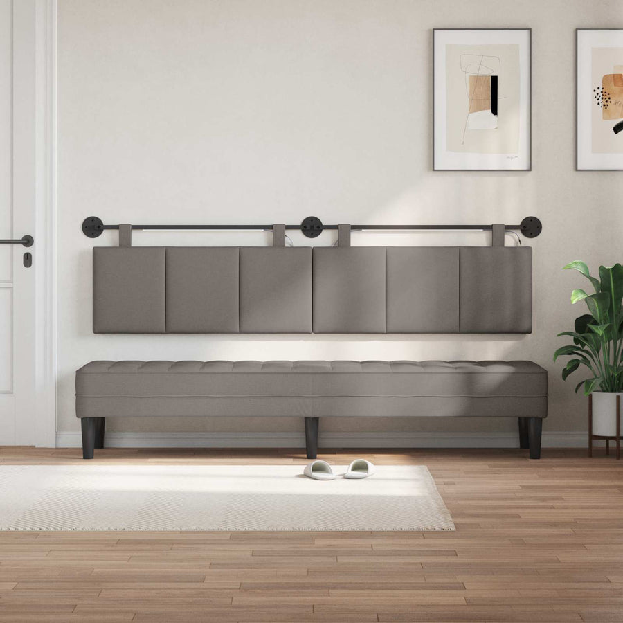 Hangend hoofdbord Met LED-verlichting Taupe Stof