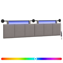 Hangend hoofdbord Met LED-verlichting Taupe Stof