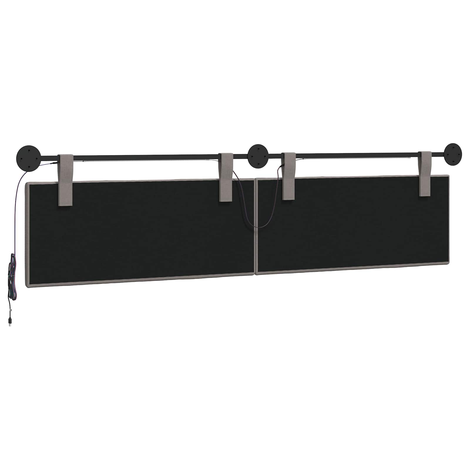 Hangend hoofdbord Met LED-verlichting Taupe Stof
