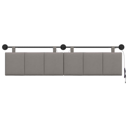 Hangend hoofdbord Met LED-verlichting Taupe Stof